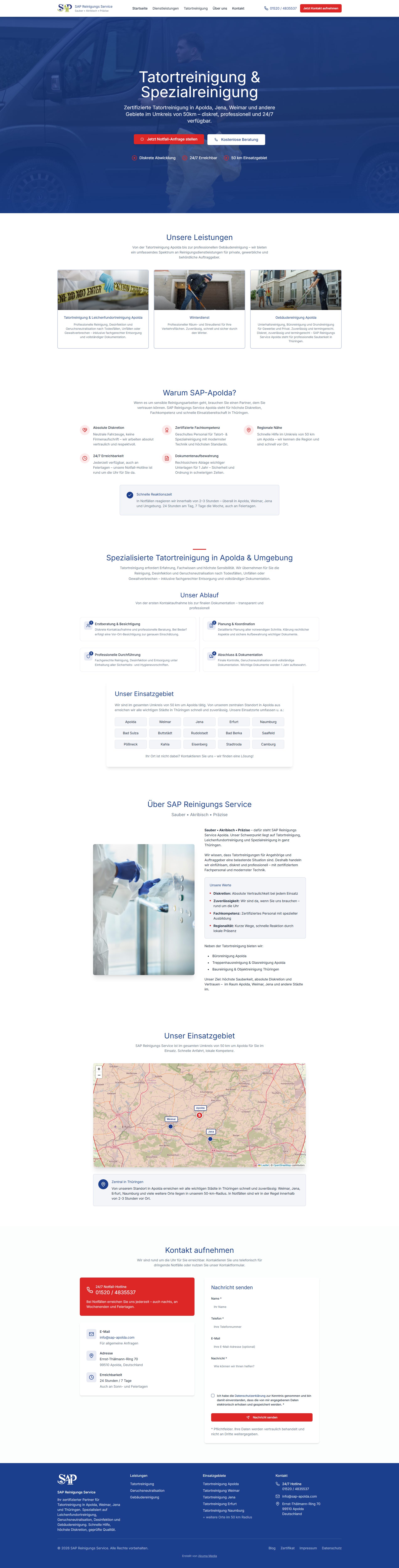 SAP Gebäudereinigung Website Relaunch durch Akuma Media — 558% mehr Besucher